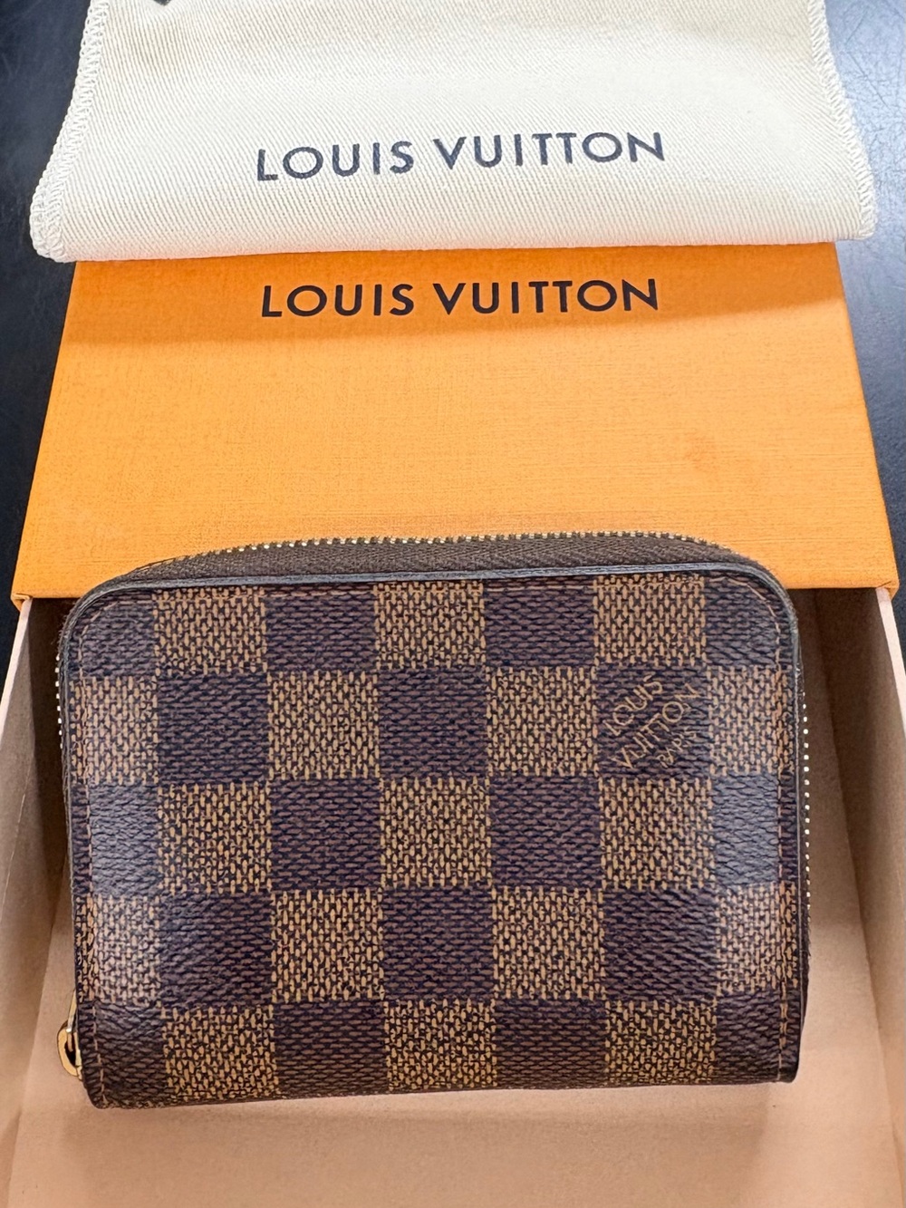 LOUIS VUITTON Damier Ebene Zippy Coin Purse N63070 2019 France Box + Dust Bag